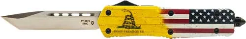 TEMPLAR KNIFE LARGE OTF DON'T - TREAD ON ME 3.5" SILVER TANTO